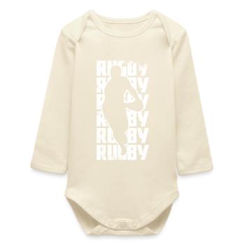 Rugby player - Baby Organic Long-Sleeved Bodysuit - soft Ecru - Front