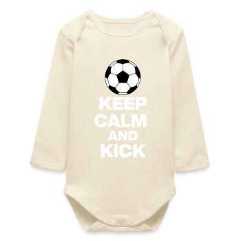 KEEP CALM AND KICK, FUSSBALL IST MEIN LEBEN, HOOL - Baby Organic Langarmbody - Natur - Vorne