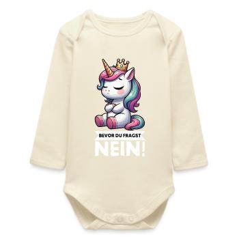 Avant que vous ne demandiez, pas de licorne licornes fan de licorne - Body bébé manches longues biologique - écru doux - Devant