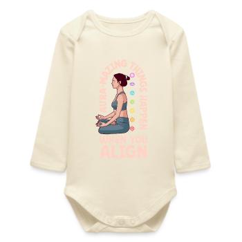 Aura Power - Chakra Alignment - Baby Organic Long-Sleeved Bodysuit - soft Ecru - Front