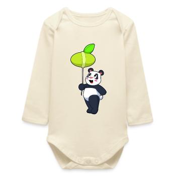 Panda Luftballon - Baby Organic Langarmbody - Natur - Vorne