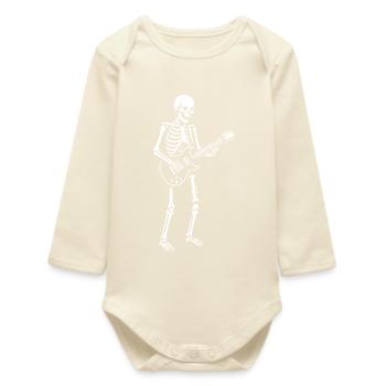 Skeleton Guitarist Illustration - Baby Organic Long-Sleeved Bodysuit - soft Ecru - Front