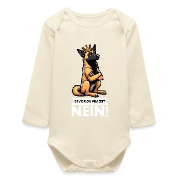 Bevor Du Fragst Malinois Belgischer Schäferhund  - Baby Organic Langarmbody - Natur - Vorne