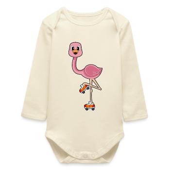Patins à roulettes Flamingo - Body bébé manches longues biologique - écru doux - Devant