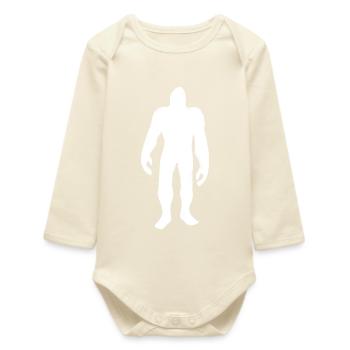 Bigfoot Silhouette Minimalist Fairy Tale - Baby Organic Long-Sleeved Bodysuit - soft Ecru - Front