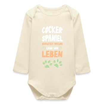 Cocker Spaniel Joie de vivre - Body bébé manches longues biologique - écru doux - Devant