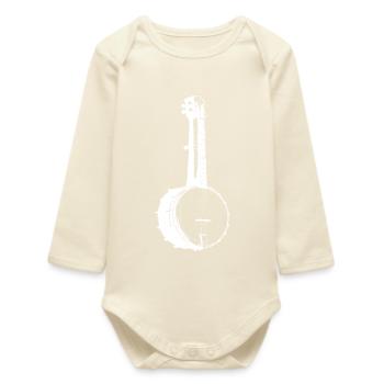 Banjo Sketch - Baby Organic Long-Sleeved Bodysuit - soft Ecru - Front