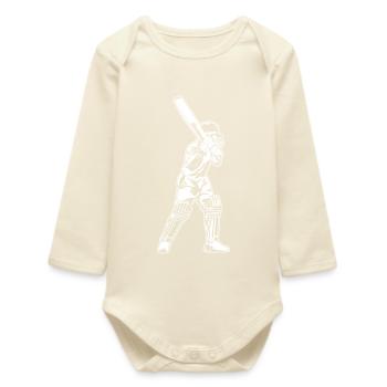 Cricket Batter Sketch - Baby Organic Long-Sleeved Bodysuit - soft Ecru - Front