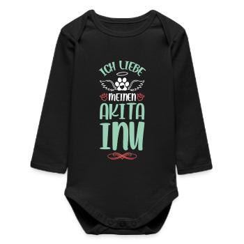 Ich liebe meinen Akita Inu - Baby Organic Langarmbody - Schwarz - Vorne