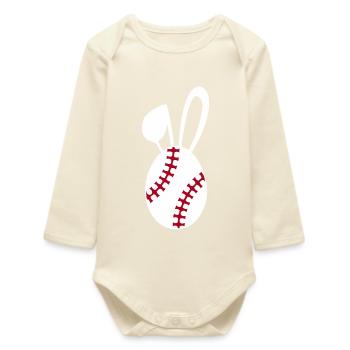 Baseball-Haschen-Emblem - Baby Organic Langarmbody - Natur - Vorne