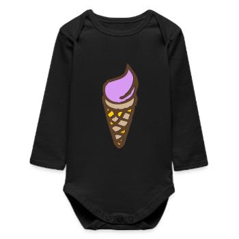 Eis - Softeis - Baby Organic Langarmbody - Schwarz - Vorne