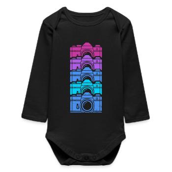 Retro Photography Vintage Camera Photographer - Baby Organic Long-Sleeved Bodysuit - black - Front