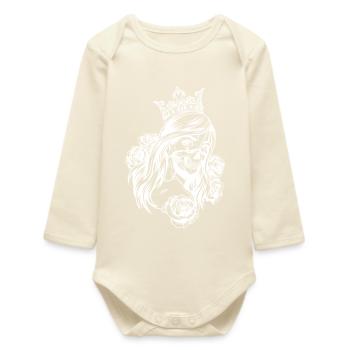 Tête de Reine (motif de partenaire) - Body bébé manches longues biologique - écru doux - Devant