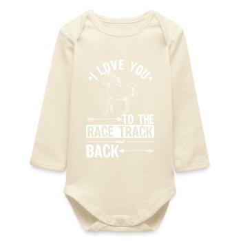 Horse Racing Design - Baby Organic Long-Sleeved Bodysuit - soft Ecru - Front