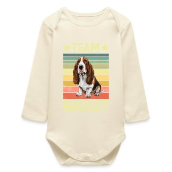 Dog Basset Hound - Baby Organic Long-Sleeved Bodysuit - soft Ecru - Front