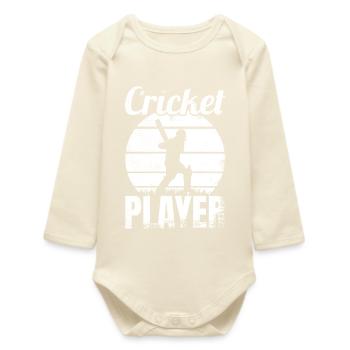 Lustiger Kricketspieler - Baby Organic Langarmbody - Natur - Vorne
