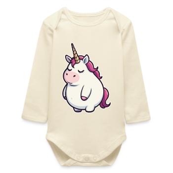 Witziges Einhorn - Baby Organic Langarmbody - Natur - Vorne