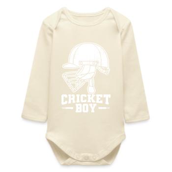 Boys Cricket - Baby Organic Long-Sleeved Bodysuit - soft Ecru - Front