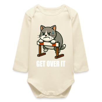 Motivation Katze Hürden Hürdenläufer Spruch - Baby Organic Langarmbody - Natur - Vorne