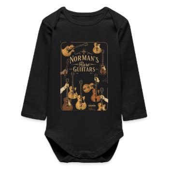 Guitares rares de Norman Illustration vintage - Body bébé manches longues biologique - noir - Devant