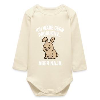 Sad Bunny Productive-Well - Body bébé manches longues biologique - écru doux - Devant
