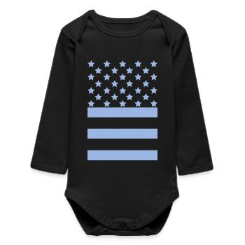 Drapeau bleu clair – Design Stars & Stripes - Body bébé manches longues biologique - noir - Devant
