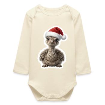 Poussins d’autruche confus en fièvre de Noël - Body bébé manches longues biologique - écru doux - Devant