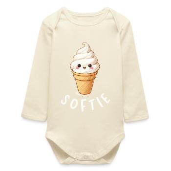 Softie. Softeis Liebe Eiscreme Statement - Baby Organic Langarmbody - Natur - Vorne
