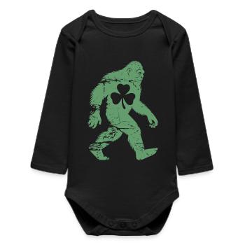 St. Patricks Day Bigfoot-Kleeblatt - Baby Organic Langarmbody - Schwarz - Vorne