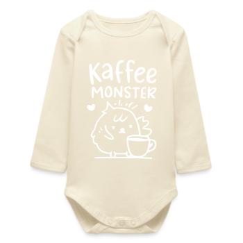 Illustration du monstre du café - Body bébé manches longues biologique - écru doux - Devant