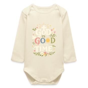 Gott ist gut zu jeder Zeit christlicher Glaube - Baby Organic Langarmbody - Natur - Vorne