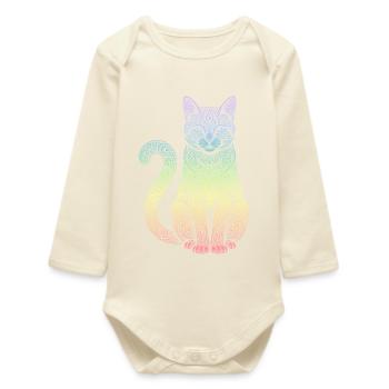 chat - Body bébé manches longues biologique - écru doux - Devant