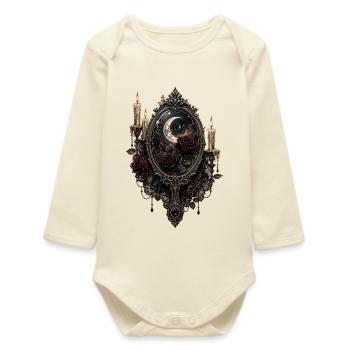 Gothic Spiegel mit Rosen und Kerzen - Baby Organic Langarmbody - Natur - Vorne