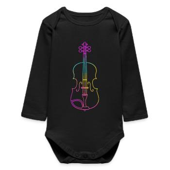 Violine Strichzeichnung - Baby Organic Langarmbody - Schwarz - Vorne