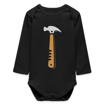 Stylish Hammer Vector - Craft Design for Pro - Baby Organic Long-Sleeved Bodysuit - black - Front