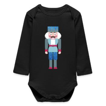 Nussknacker Jeans Weihnachten Xmas Deko Holz Figur - Baby Organic Langarmbody - Schwarz - Vorne