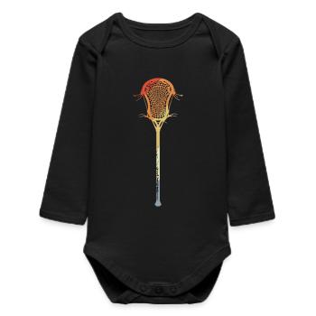 Retro Lacrosse Sticks - Baby Organic Long-Sleeved Bodysuit - black - Front