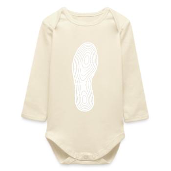 Concentric Footprint Sole Art Hiking Camping - Baby Organic Long-Sleeved Bodysuit - soft Ecru - Front