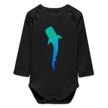 Walhaie bunt Kinder Herren Jungen Walhai - Baby Organic Langarmbody - Schwarz - Vorne