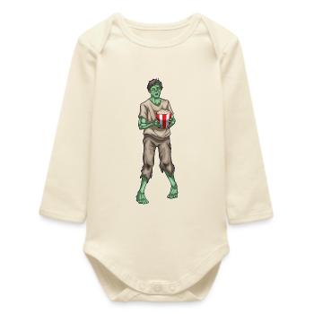 Maïs soufflé d’Halloween zombie - Body bébé manches longues biologique - écru doux - Devant