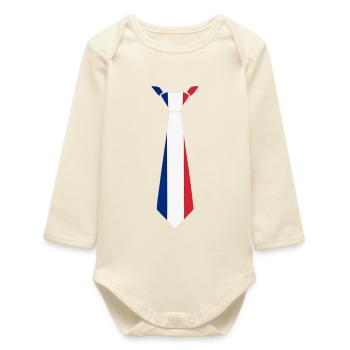 Cravate France – Conception du drapeau - Body bébé manches longues biologique - écru doux - Devant