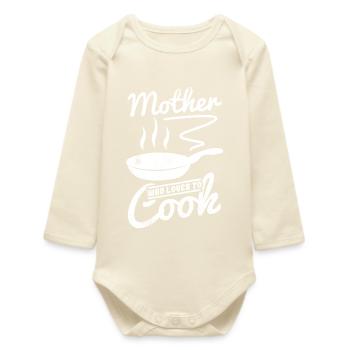 Mother who loves to cook - Baby Organic Long-Sleeved Bodysuit - soft Ecru - Front
