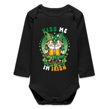 Kiss me, I'm Irish - Baby Organic Long-Sleeved Bodysuit - black - Front