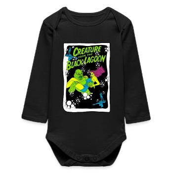Creature from the Black Lagoon Illustration - Baby Organic Long-Sleeved Bodysuit - black - Front
