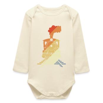 Railroad Drawing Vintage Style - Baby Organic Long-Sleeved Bodysuit - soft Ecru - Front