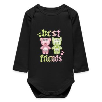 Best Friends - Baby Organic Long-Sleeved Bodysuit - black - Front