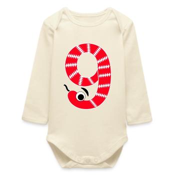 Numéro 9 Serpent Rouge Enfants - Body bébé manches longues biologique - écru doux - Devant