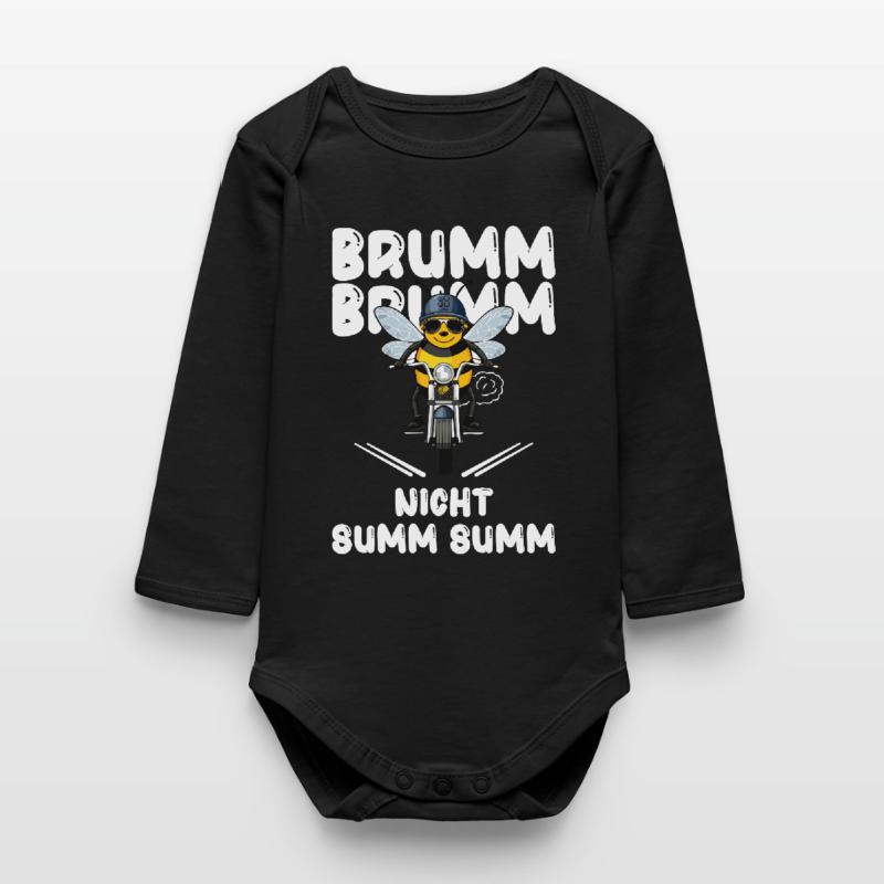 Bee Motorcycle Buzz Buzz Not Buzz Buzz White Baby Organic Long-Sleeved Bodysuit