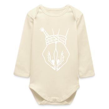 Intricate Hand & Rope Knot Illustration - Baby Organic Long-Sleeved Bodysuit - soft Ecru - Front