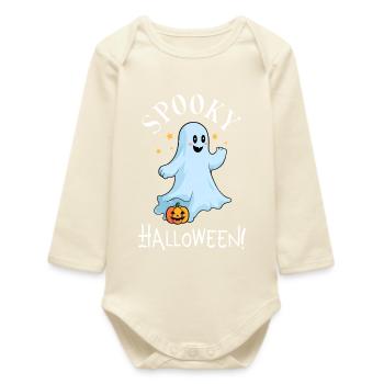 Fantôme Fantôme Effrayant Halloween Joyeux Halloween - Body bébé manches longues biologique - écru doux - Devant